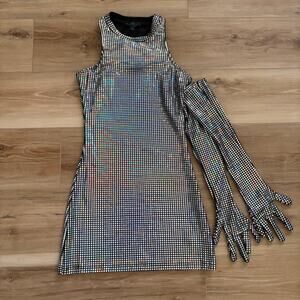 Club Exx Moon Kissed Disco Sequin Mini Dress And Gloves Set S